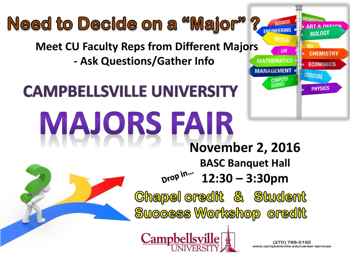CUacademies's tweet image. Come visit the Fall 2016 Major&apos;s Fair happening tomorrow, Wednesday, November 2nd from 12:30-3:30pm in the BASC Banquet Hall!