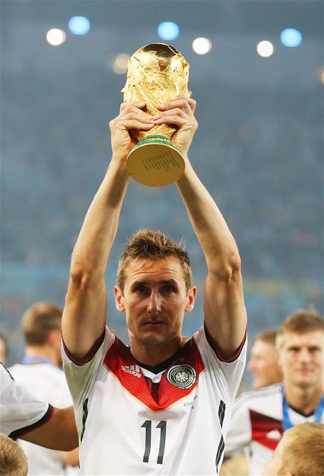 FootballFunnys's tweet photo. Germany's all-time record goalscorer Miroslav Klose has announced his retirement from football.

Good bye legend https://t.co/UvWAPvOI2b