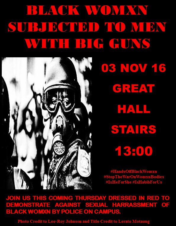 Join us this coming Thursday, 3 November 2016, for a demonstration against sexual violence by police.
