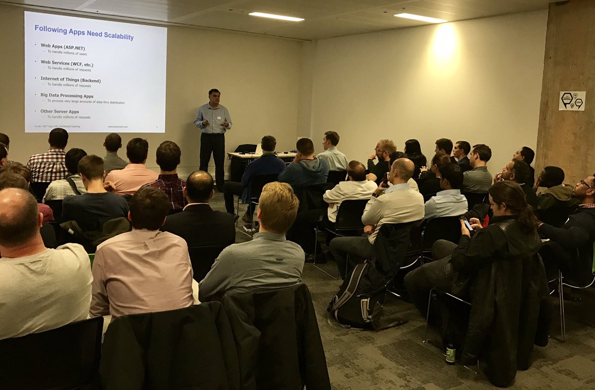 FraserAtSM's tweet image. Great talk by Iqbal Khan at the @LondonDotNet #meetup on #DistributedCaching! #dotnet
