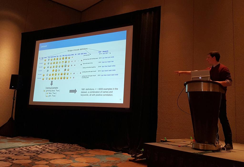 IAugenstein's tweet image. emoji2vec presentation by @BenAEisner  #socialnlp2016 #emnlp2016