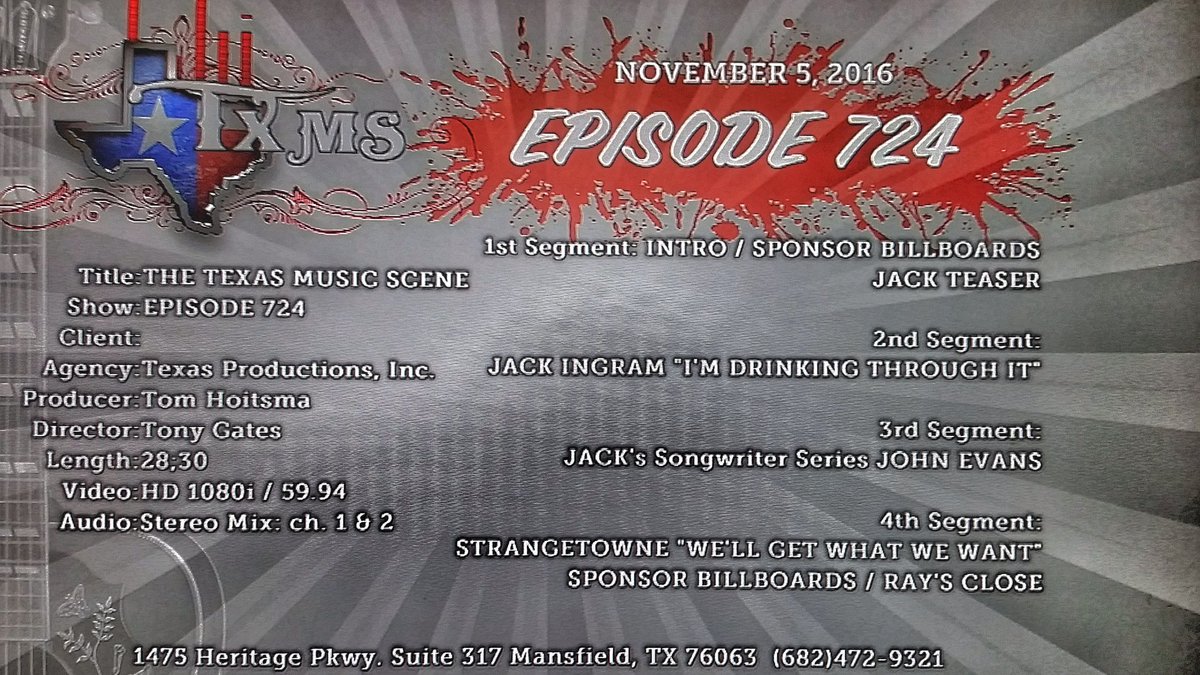 TXmusicTV's tweet photo. New Episode 11/5 Ratings Sweeps Buster w/ @JackIngram @jebrockstexas John Evans &amp; @strangetowne #TexasMusic Scene Vid Preview 11/2 @bismeaux https://t.co/KjG1bC3AhA