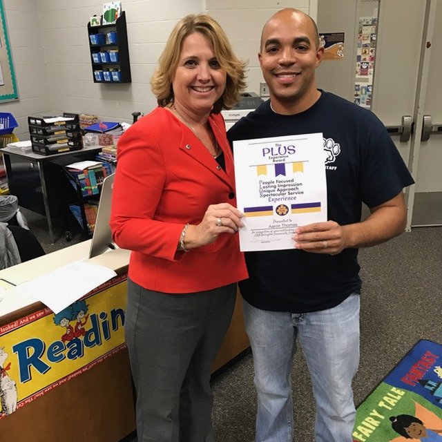 ACS_System's tweet photo. PLUS Award (Mr. Aaron Thomas, ESL Teacher at AES/DES)! #acsPLUS2016 #believeACS https://t.co/KsYAos8vpe … https://t.co/8CHoabdDNp