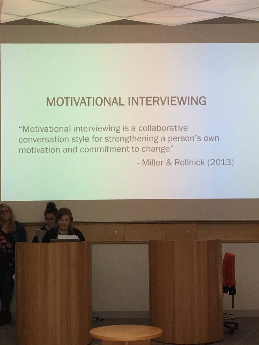 NWMHgrads's tweet photo. @2016Mhn2 next up #MotivationalInterviewing as a collaborative approach to strengthen people's desire to change. https://t.co/kPXs09uokJ
