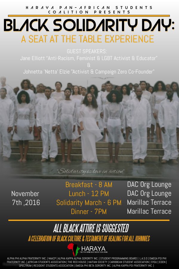 HarayaSJU's tweet photo. ALL students are welcomed to A SEAT AT THE TABLE EXPERIENCE: A celebration of black culture &amp; a testament of healing for all JOHNNIES #BSD16 https://t.co/C2pp82zU0W