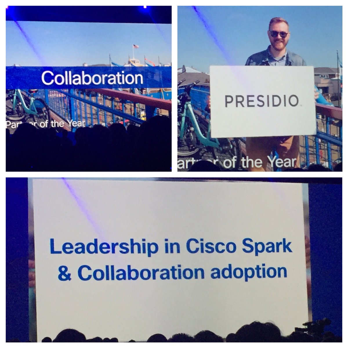 Presidio's tweet photo. Kudos to our #collaboration team! Recognized as partner of the year at #CiscoPS16! @CiscoPartners https://t.co/7iNsYQRQlc