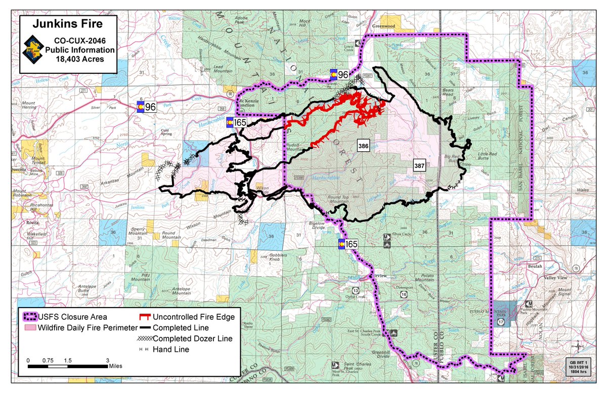 #JunkinsFire November 1, 2016 Update.  After today, there will be a link to the Update posted. The map will not change.