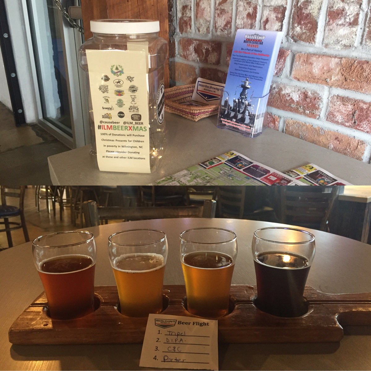 causebeer's tweet photo. visit @waterlinebeers & consider donating to #ILMBEERXMAS 100% of $ purchases Xmas Presents for children in poverty in #WilmingtonNC #ILM https://t.co/xzKef3gffy