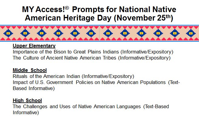 MYAccessSchool's tweet photo. November is a great month for students to learn more about Native Americans.  #writingprompts #writingmatters https://t.co/jkh7RuCTPB