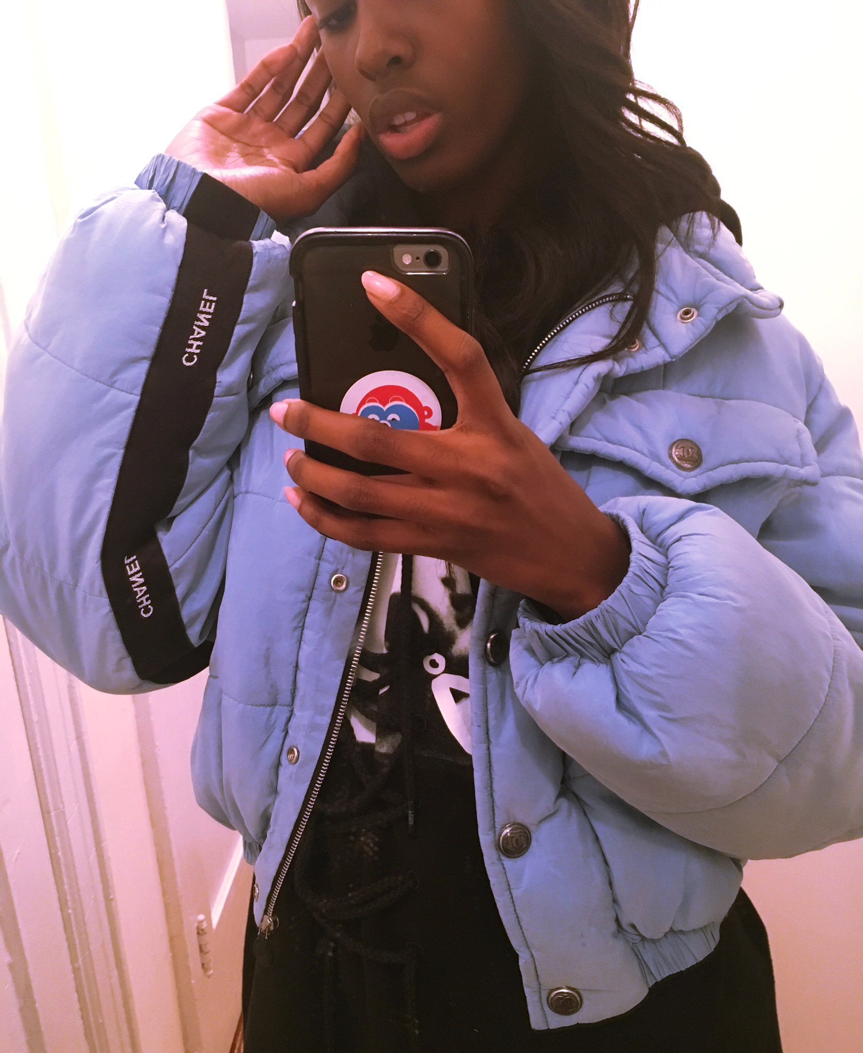 l. anderson on X Vintage Chanel puffer jacket in sky blue https t 1pb7b8zZb3 X