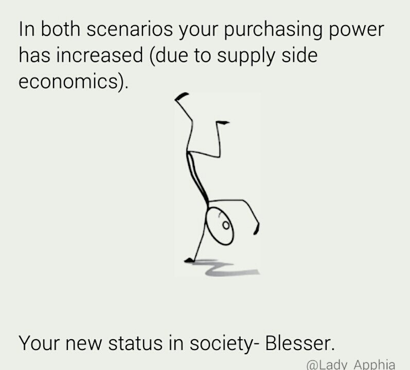 InotaCheta's tweet image. A pay rise won&apos;t make you richer unless...
Part 2
(No grim ending 😐. This one depends on supply side economics)
#EconomicsForDummies