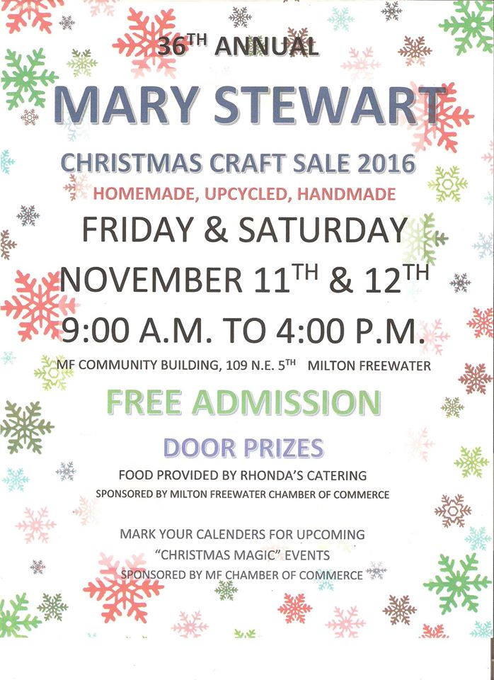 36th Annual Mary Stewart Craft Sale! More info: bit.ly/2faw4i1 #365thingstodo #wallawalla #christmas