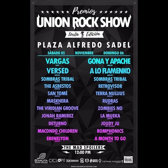 Este sabado estaremos en los premios Union Rock Show! No te lo pierdas mi pana!!!!