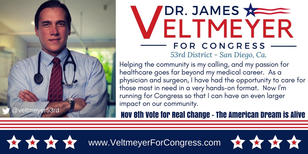 veltmeyer53rd's tweet photo. America is a blessed Nation &amp; I am a proud naturalized immigrant &amp; Medical Doctor ready to help the community. #Congress2016 #CAGenElect https://t.co/IW9T1Nqimp