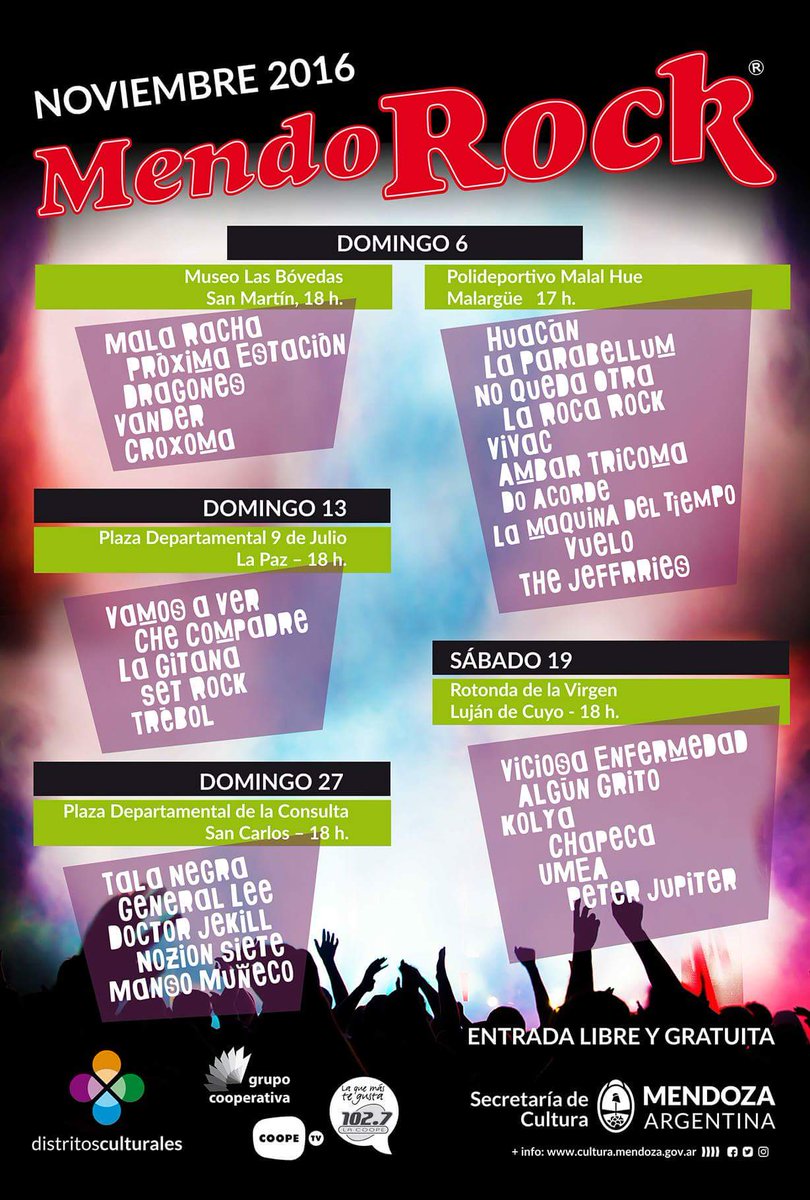 SE VIENE EL MENDOROCK MÁS FEDERAL 🔊Recorrerá los cinco Distritos Culturales durante noviembre. No se lo pierdan.