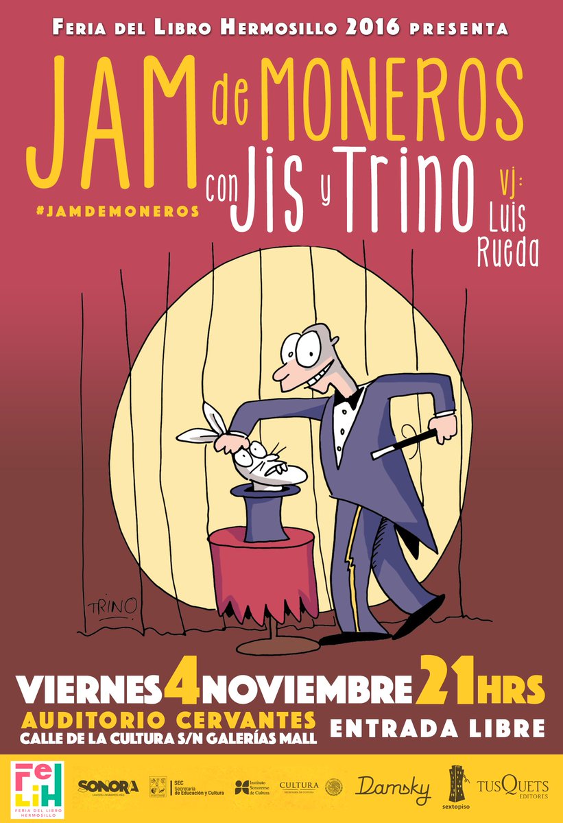 EdSextoPiso's tweet photo. Este 4 de noviembre, ¡#Jamdemoneros en Hermosillo! Con @jisvagoimperial y @trinomonero @jamescrituramx https://t.co/9PpX21zukK