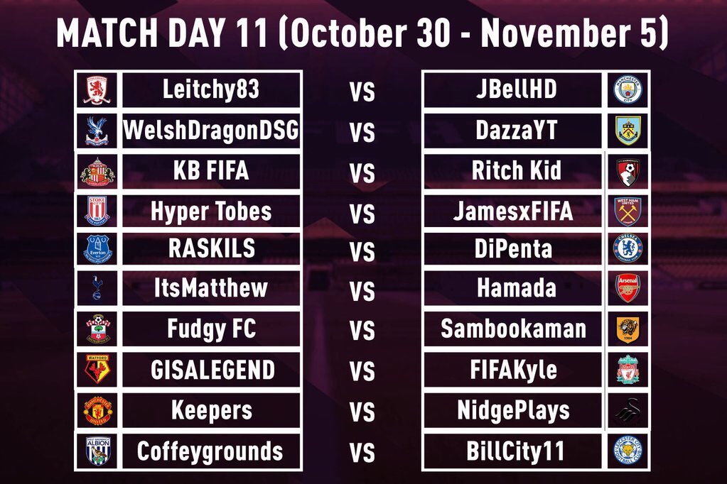 Matchday 10&amp;11 for this week! Which game is GOTW? #FIFA17OCM
