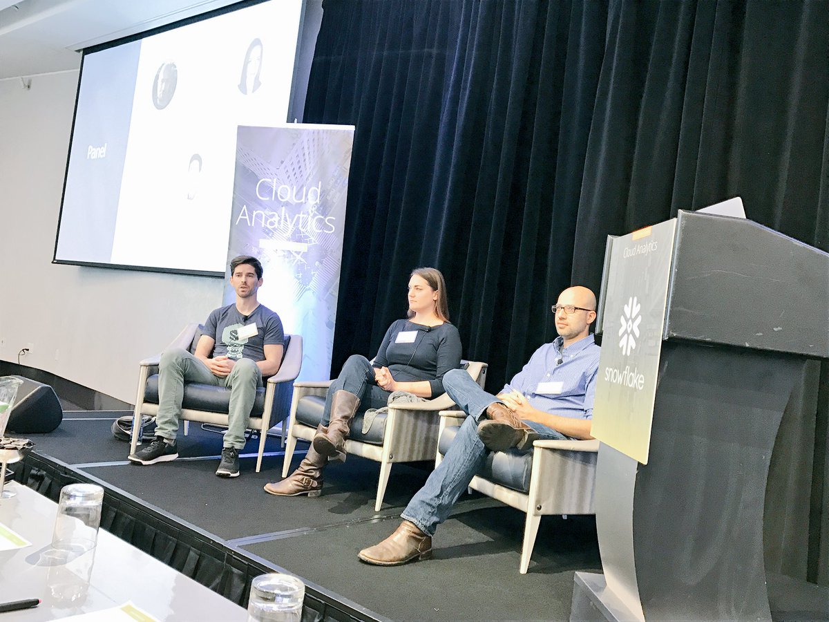 Snowflake's tweet photo. Customer panel w/ @HotelTonight @tkrynski @sharethrough @BakseDoesBI @AskDotCom at #SnowflakeTour SF #YourDataNoLimits https://t.co/44uRH14lIO