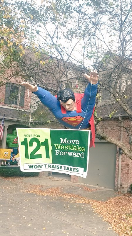 WestlakeLevy's tweet image. Superman is voting FOR ISSUE 121!  #MoveWestlakeForward #Issue121 #demonpride