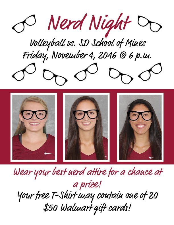 cscnest's tweet image. Wear your nerdiest attire Friday night to support CSC Volleyball! We're giving away over $1000 worth of prizes this weekend. Be there!
