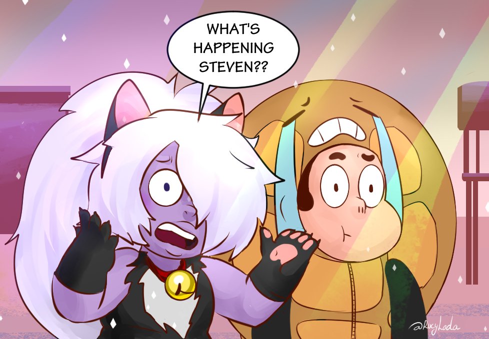 “I'm back😊 #StevenUniverse # #Pearl #LapisLazuli @DeedeeMagnoHall @Jennifer_Paz @whammybah @ZachCallison 😆😆”