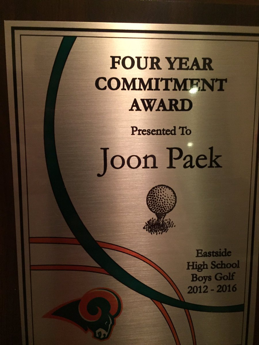 Joon Paek earns Four Year Commitment award #golfbanquet