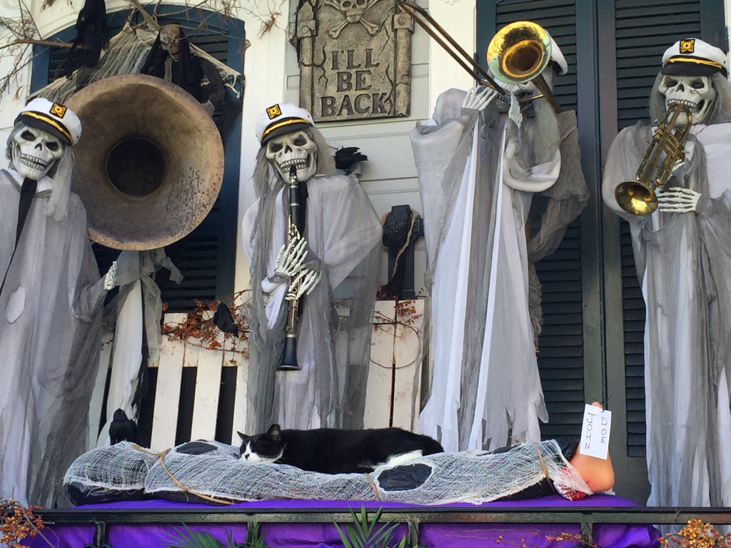 victoriaespinel's tweet photo. See the cat? This house is always incredible - true #nola Halloween spirit #followyournola #suchafunweekend https://t.co/eWtJiS0RoA