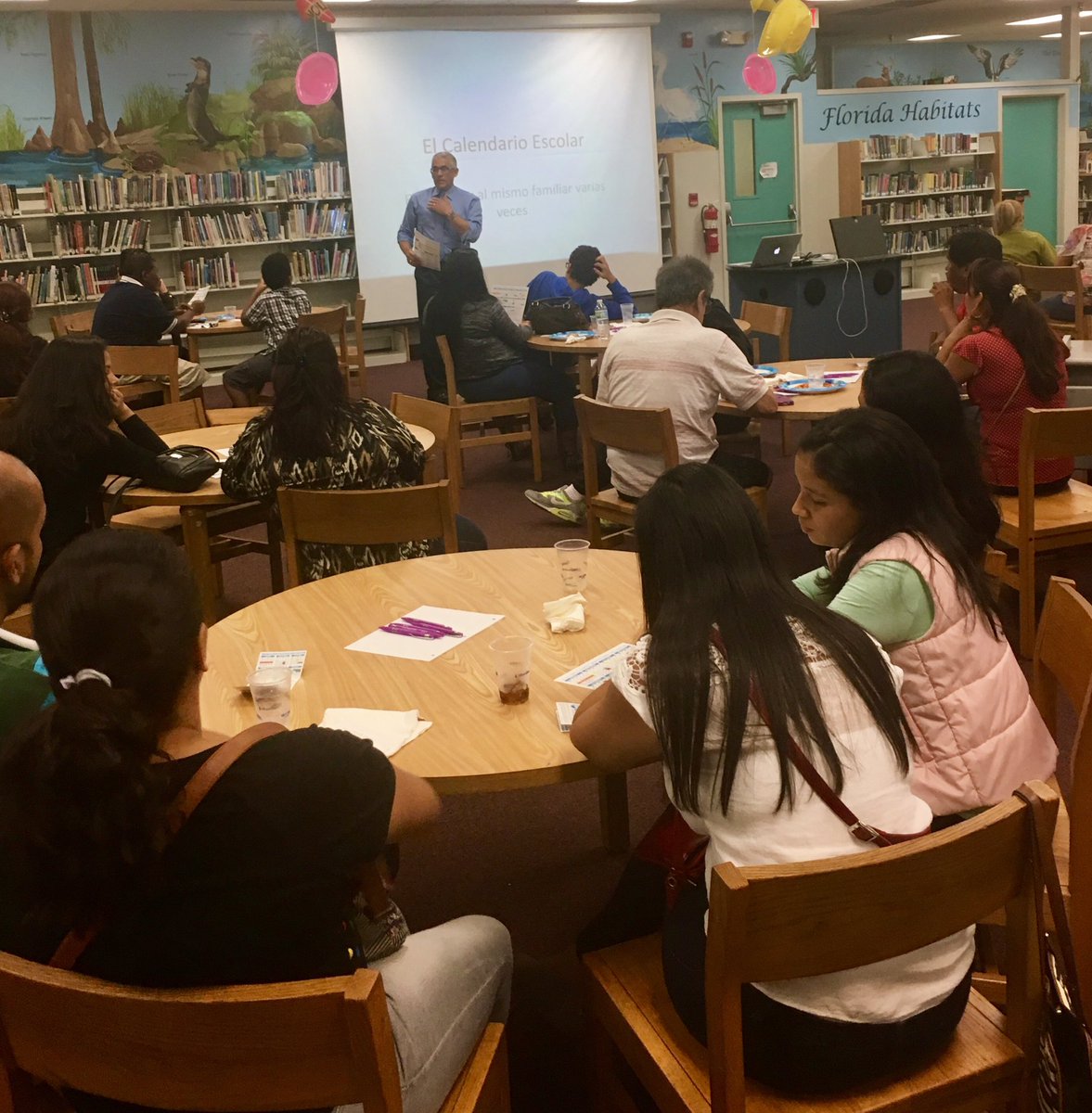 C_Sheffield13's tweet photo. Full house tonight at Rickards MS ELL Pizza Parent Night! Mr. Collado did a fantastic presentation informing our parents! @browardschools https://t.co/3JFaQMXxu6