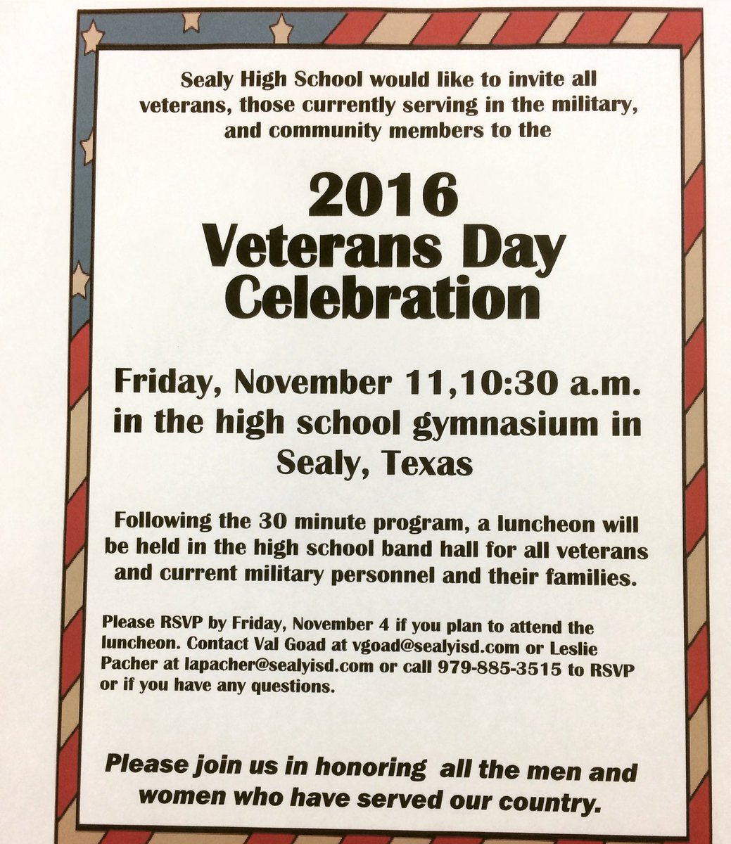 stxstuco's tweet photo. Veterans Day @SHS.
Help us HONOR our local veterans.  #honor #veterans https://t.co/ZPjhwaiv8R