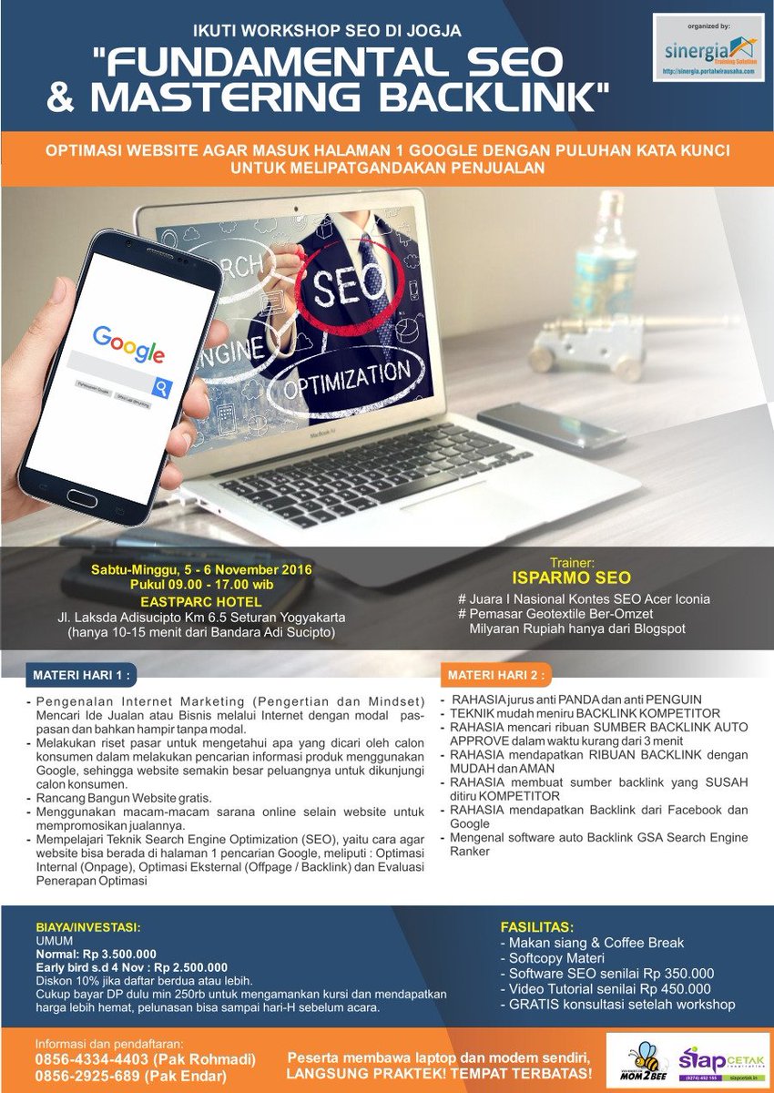 5-6/11/2016 Workshop SEO Optimasi Website agar masuk hal 1 Google | htm: 2,5 jt | WA: 08562925689 <a href="/YOT_Yogyakarta/">Young On Top Jogja</a>