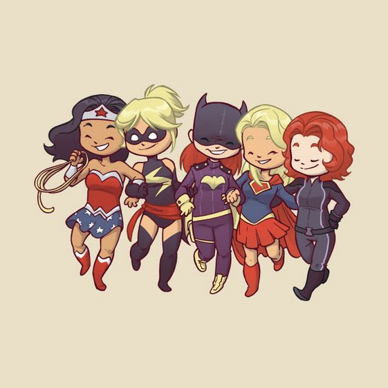 RFandom's tweet image. They're so super - Wonder Woman, Captain Marvel, Black Widow, Batgirl, and Supergir!l Get the tee here: buff.ly/2f7mDCb