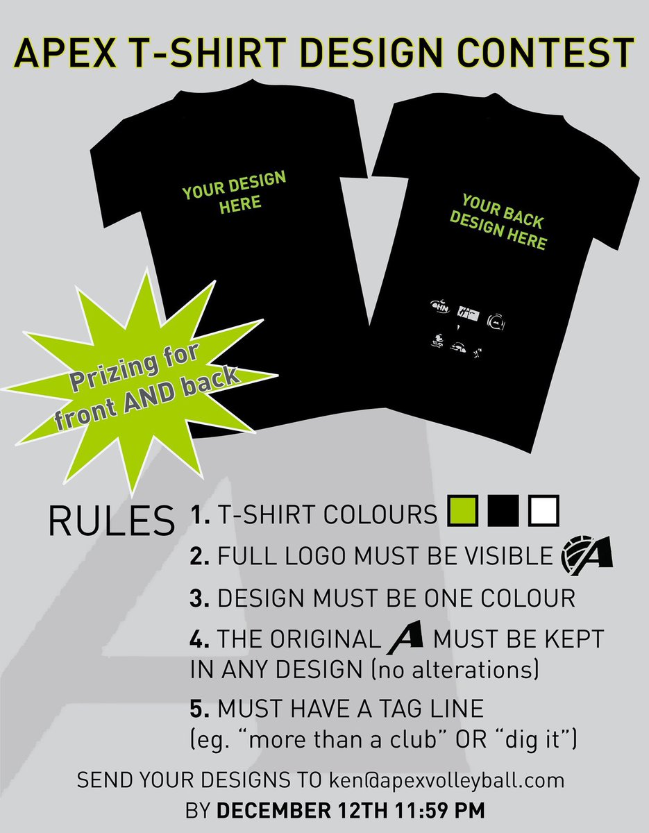 ApexVolleyball's tweet image. Enter this design contest for a chance to have your design worn by upcoming apex athletes! #apexgear #GoApexVC