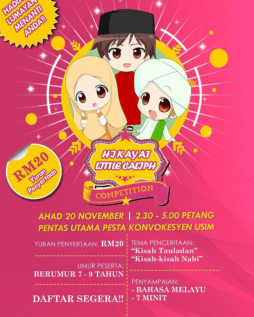 daiainirosdi's tweet photo. "Hikayat Little Caliph Competition"

Ayuh segera daftar kan mereka😄
011-10786643 (Ummu)

Temui Anda di sana yaa Adik2😄🐝
Save the Date🐝✔ https://t.co/hdItkCcpKj