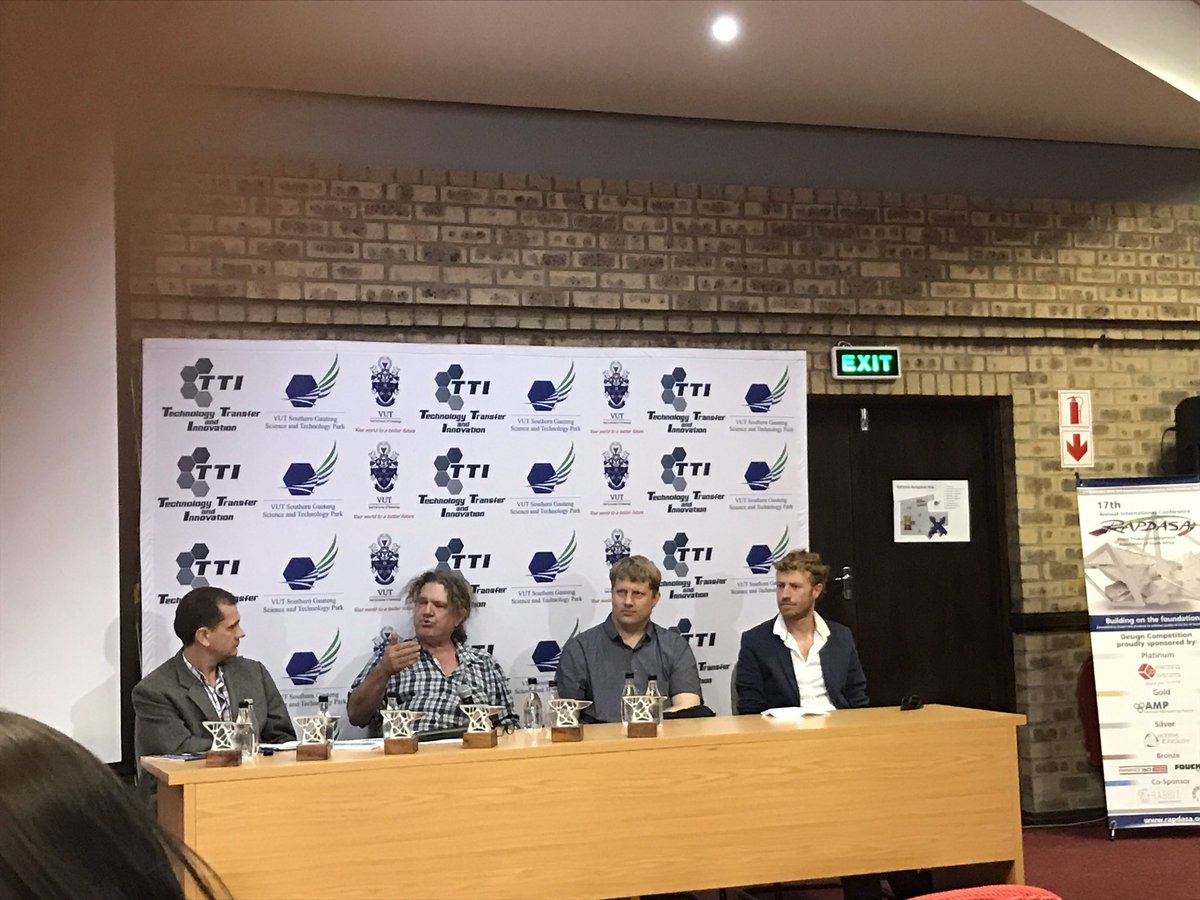 #rapdasa17 great panel with key #exponential leaders on #3dprinting to enable local entrepreneurship in South Africa #hacking imported tech!