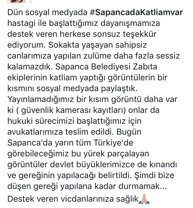 #SapancadaKatliamVar Destek olan bütün vicdanlara selam olsun🐾🐾🐾