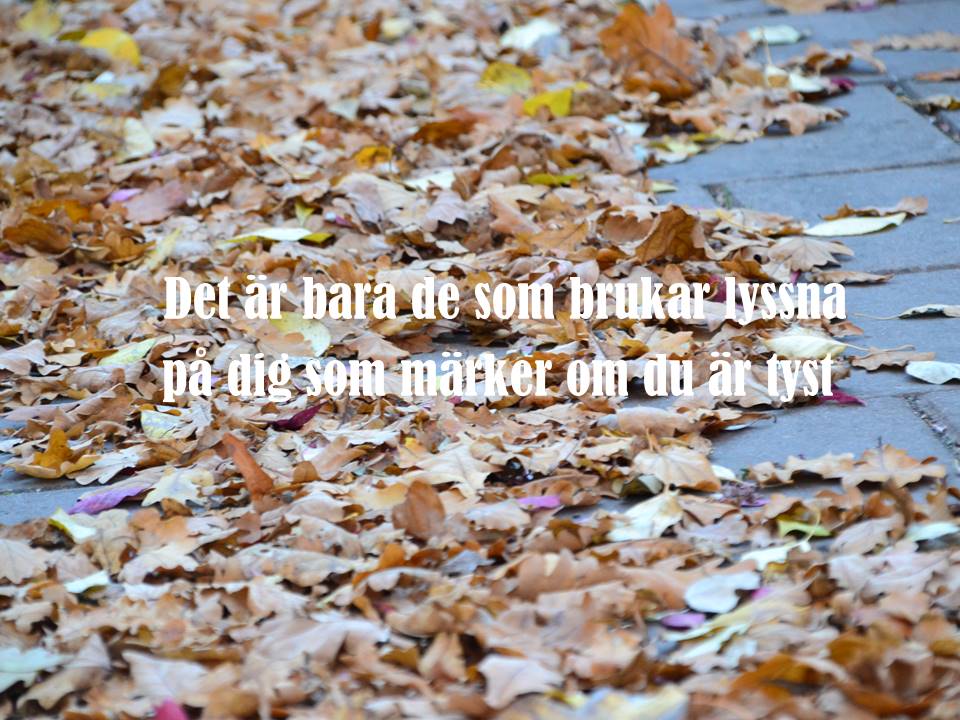 De är bara de som brukar lyssna på dig som märker om du är tyst