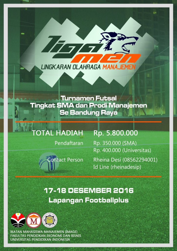 [Ikatan Mahasiswa Management, Universitas Pendidikan Indonesia]

Mempersembahkan sebuah event futsal spektakuler.