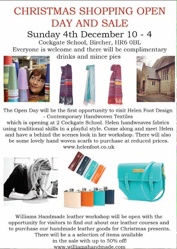 Christmas Open Day &amp; Sale Sunday 4th December with our lovely new neighbour @HelenFoot #christmas #event #workshop #herefordshire #sale