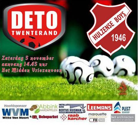 cjgrendel's tweet photo. MATCHDAY zaterdag 5 november DETO Twenterand-Hulzense Boys aanvang 14.45 u sportpark Het Midden Vriezenveen #dethul @bal46cor @hulzenseboys https://t.co/NG4bOtHGKC