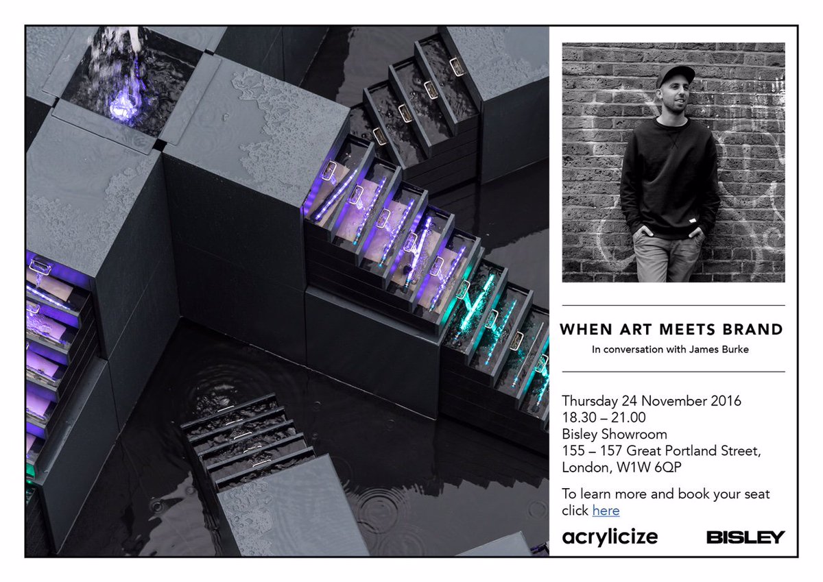 wearebisley's tweet photo. Our next event is "Art Meets Brand" with James Burke on @acrylicize on 24 Nov Find out more here #acrylicize #design
https://t.co/EanvW0yWNx https://t.co/LjaUJ13rac
