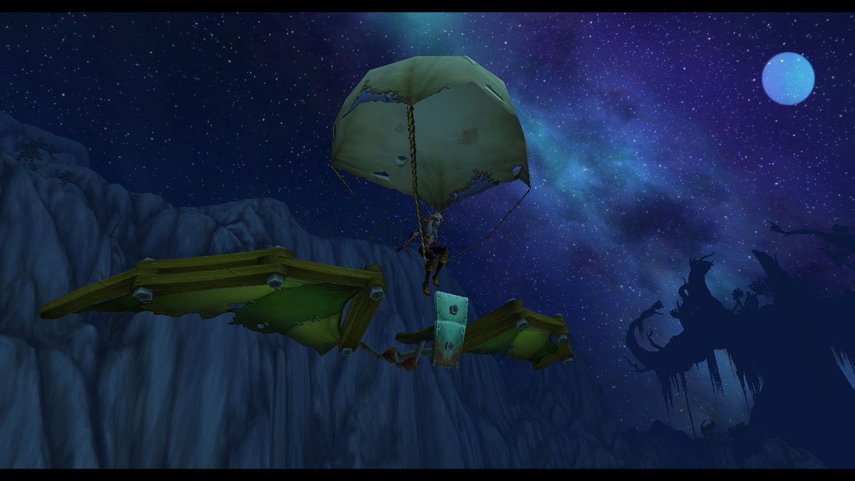 SatPagle's tweet photo. Parachute and glider at the same time? Why yes, I believe I shall! #Engineer4Life #warcraft https://t.co/xqZm97eniy