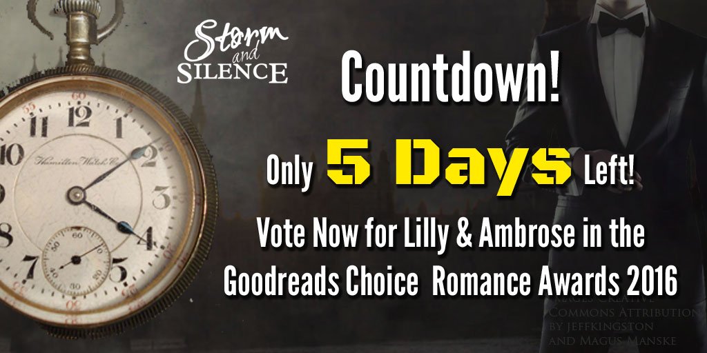 TheSirRob's tweet photo. COUNTDOWN: 5 Days left to Vote for @StormNSilence in the #GoodreadsChoice Awards 2016: https://t.co/Eiy266eBYt https://t.co/G62NXyaxLW