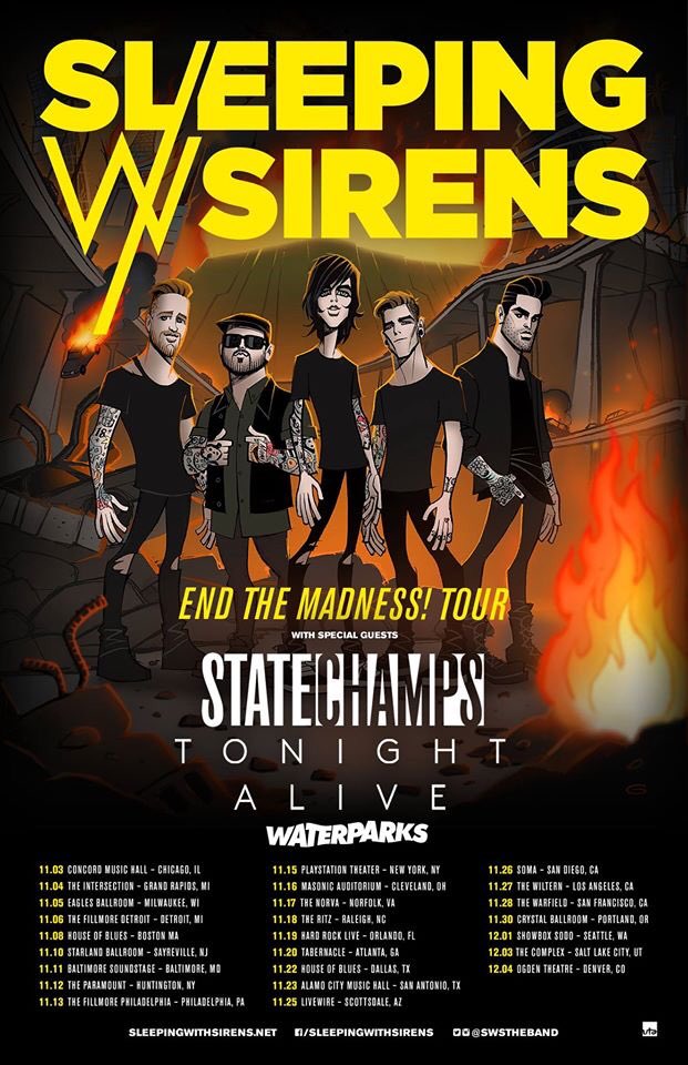 TonightAliveSP's tweet photo. Las próximas fechas del #LimitlessWorldTour son del 3 de Noviembre al 4 de Diciembre en EEUU con Sleeping With Sirens. Esto es un no parar! https://t.co/C3ogr5rET6