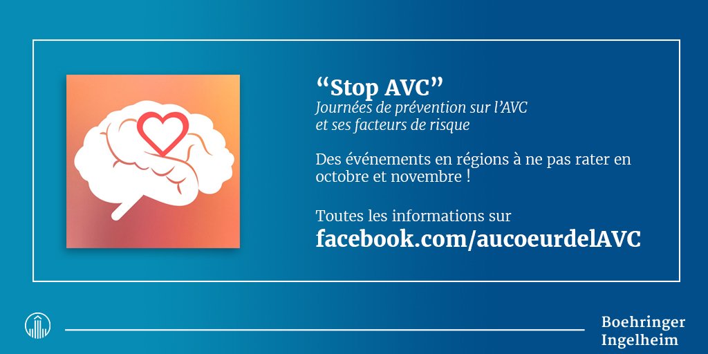 BoehringerFR's tweet photo. #StopAVC journées de prévention @BoehringerFR sur l'#AVC en régions, tous les informations sur https://t.co/y7dwbcAOeJ https://t.co/OxppaIzUMI