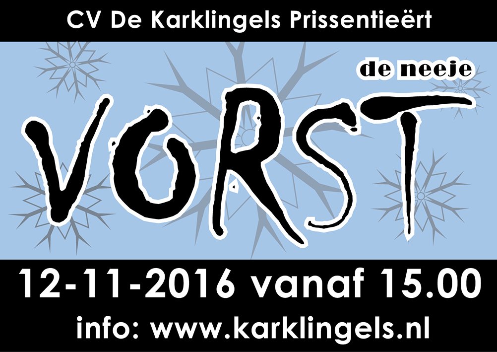CVdeKarklingels's tweet photo. 12-11 15.00 uur Oesterham! Wie o wie werd de #NeejeVorst van de #Karklingels. Kiek op https://t.co/UgqNuoO7di vur info! https://t.co/YoiN9f9xOD