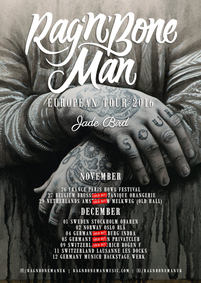 RagNBoneMan's tweet image. Few changes to the European tour! Date change for Lausanne and a venue upgrade for Munich. All tickets remain valid: smarturl.it/RNBMTour
