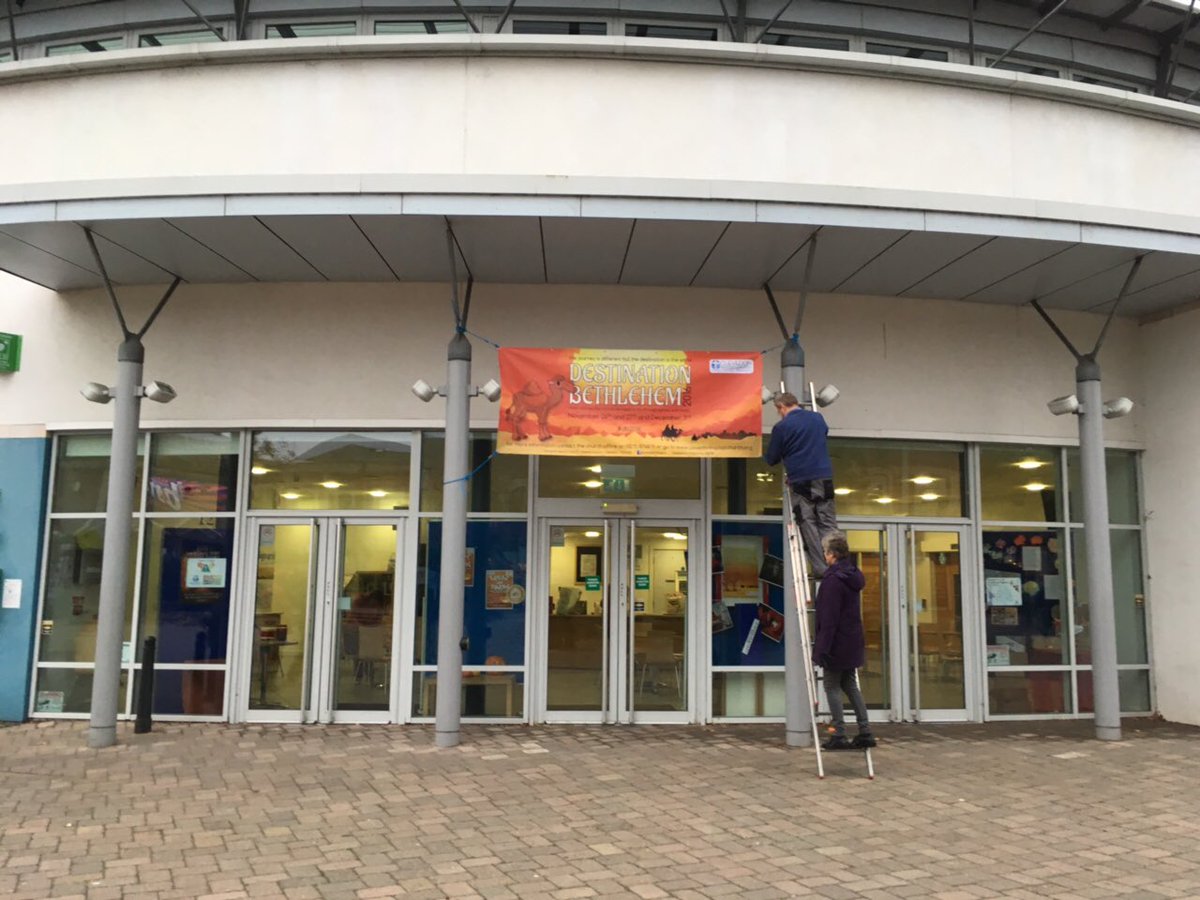 clevedonbaptist's tweet photo. Destination Bethlehem banner going up free tickets are available to book in your slot! #db2016 https://t.co/t6Now1nU9r