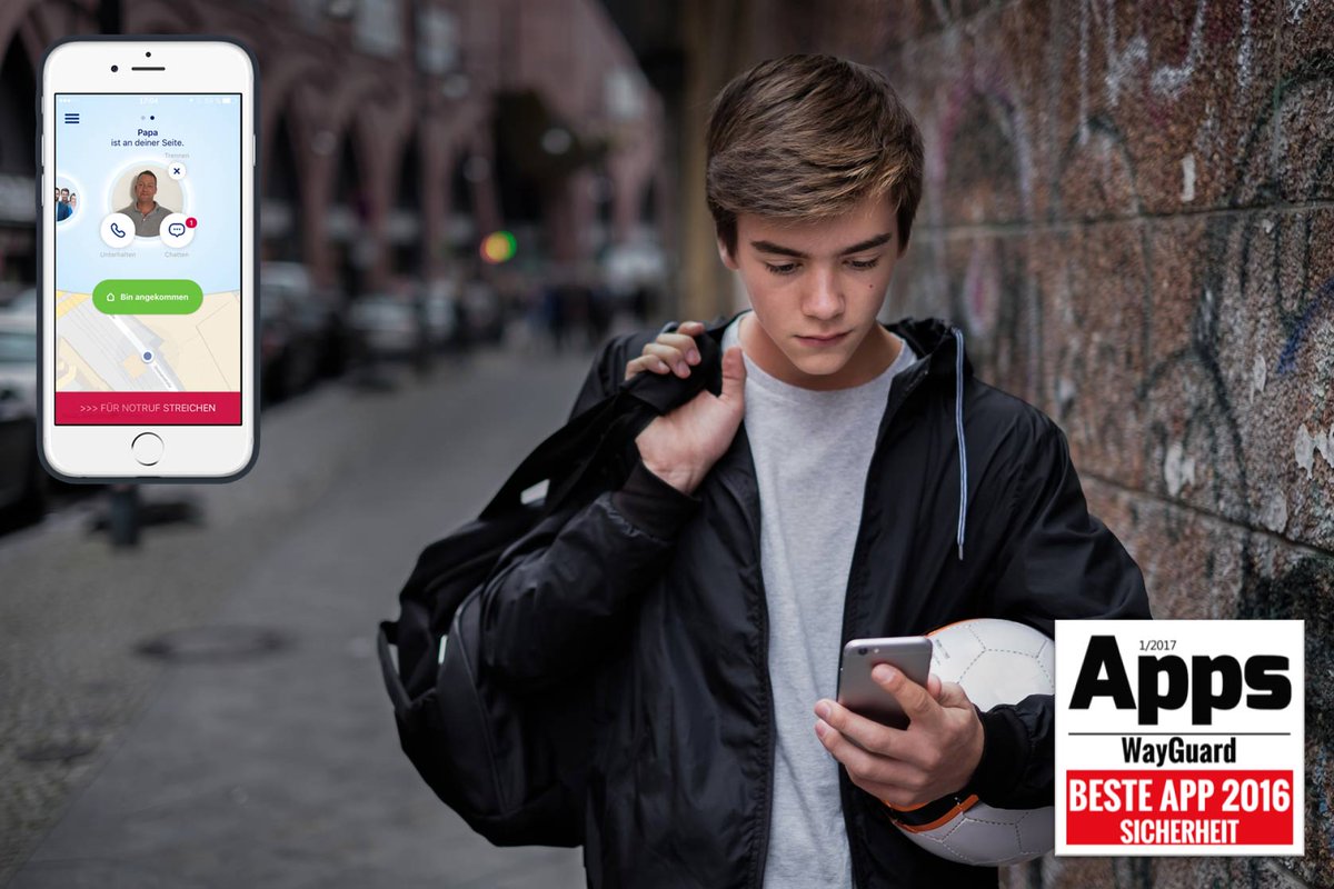 AXADeutschland's tweet photo. Frisch gekürt: Die #Sicherheitsapp des Jahres 2016 ist #Wayguard von #AXA, in Kooperation mit @polizei_nrw_k. https://t.co/58Om7ynDCo https://t.co/FR2JKxKcBH