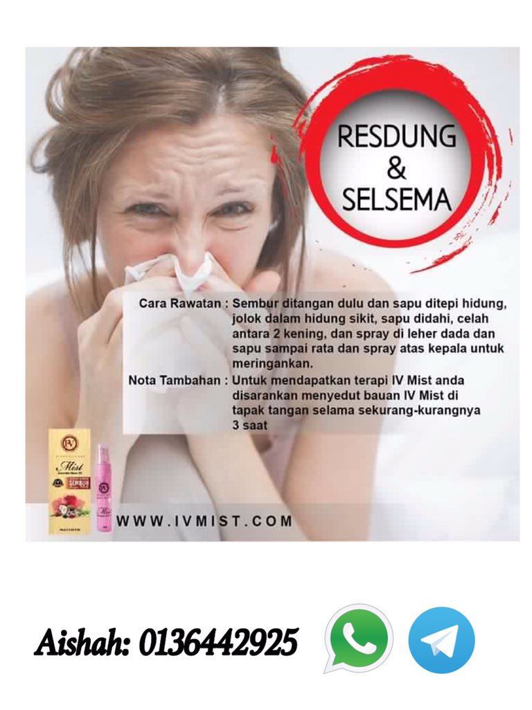 SyaShamil's tweet photo. Ade masalah berikut?bnyk ubat dah gune? try IV MIST ni. #sembur2sembuh sis sendri testimoni. plez RT #teamivmist✌🏻️😎 https://t.co/eVgmAVxCIr