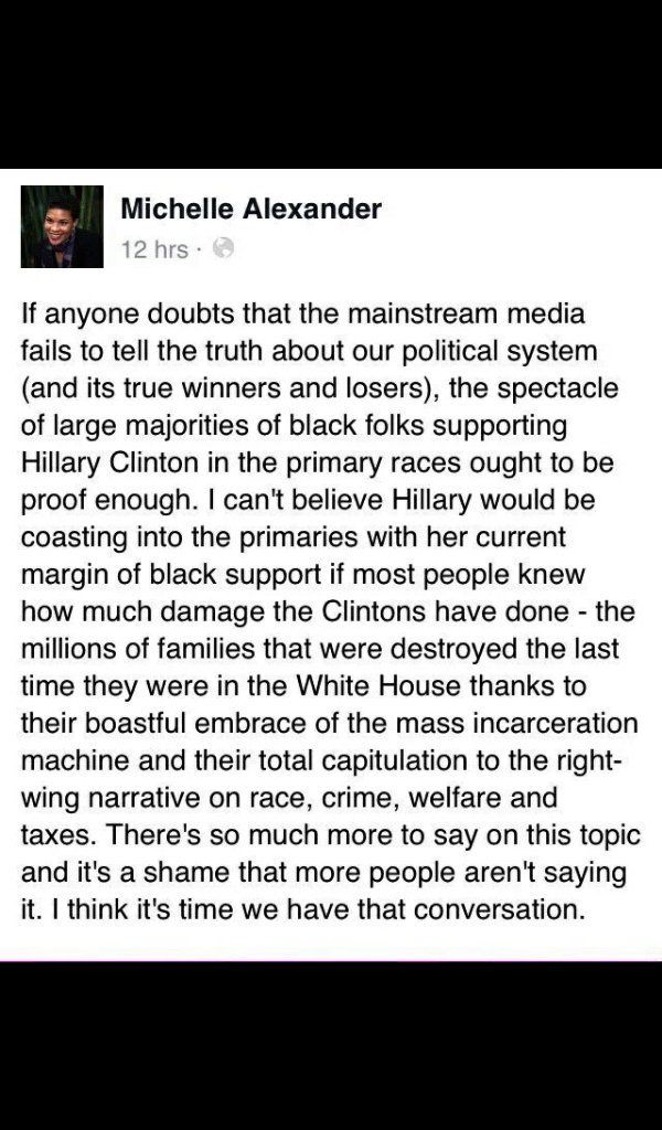 BothWingsRTrash's tweet photo. My hubby asked me to post this daily:
Michelle Alexander author of "The New Jim Crow"
#NotYourFirewall https://t.co/f1LsE9cGvi
